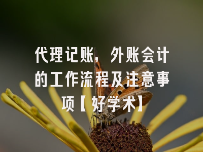代理记账，外账会计的工作流程及注意事项【好学术】