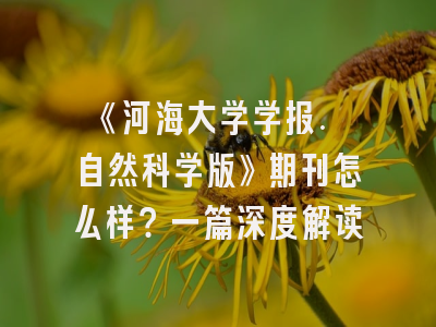 《河海大学学报. 自然科学版》期刊怎么样？一篇深度解读