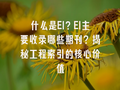 什么是EI？EI主要收录哪些期刊？揭秘工程索引的核心价值