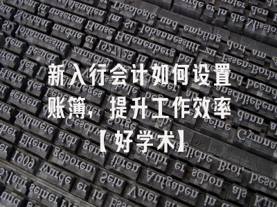 新入行会计如何设置账簿，提升工作效率【好学术】