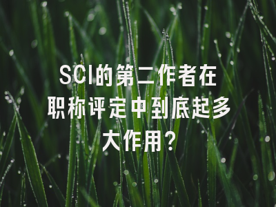 SCI的第二作者在职称评定中到底起多大作用？