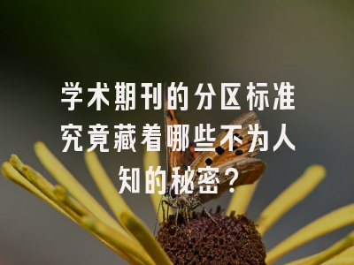 学术期刊的分区标准究竟藏着哪些不为人知的秘密？