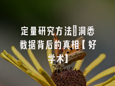 定量研究方法：洞悉数据背后的真相【好学术】