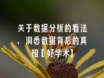 关于数据分析的看法，洞悉数据背后的真相【好学术】