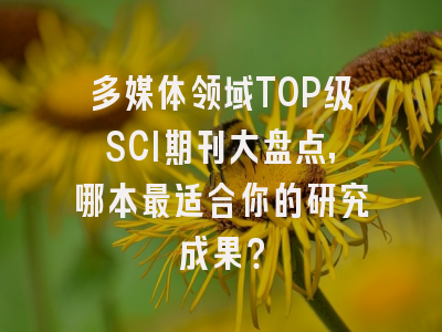 多媒体领域TOP级SCI期刊大盘点，哪本最适合你的研究成果？