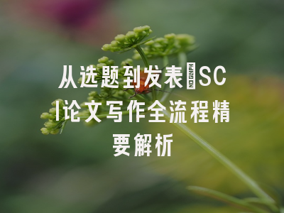 从选题到发表：SCI论文写作全流程精要解析