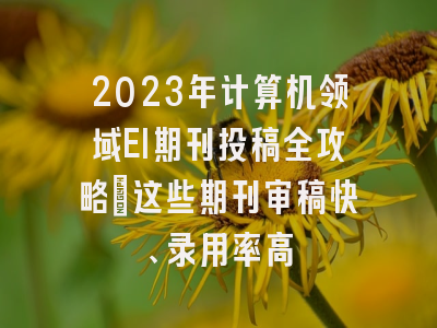 2023年计算机领域EI期刊投稿全攻略：这些期刊审稿快、录用率高