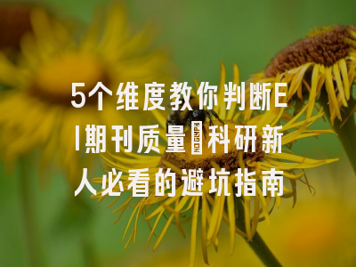 5个维度教你判断EI期刊质量：科研新人必看的避坑指南