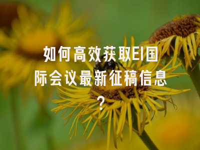 如何高效获取EI国际会议最新征稿信息？