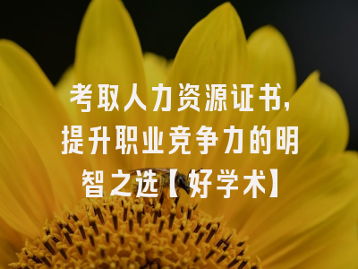 考取人力资源证书，提升职业竞争力的明智之选【好学术】