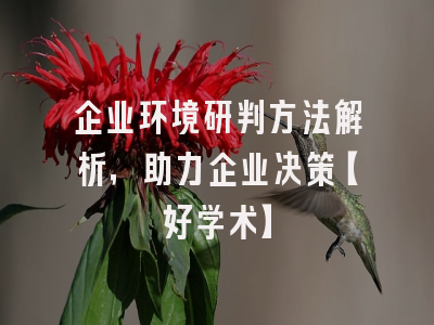 企业环境研判方法解析，助力企业决策【好学术】