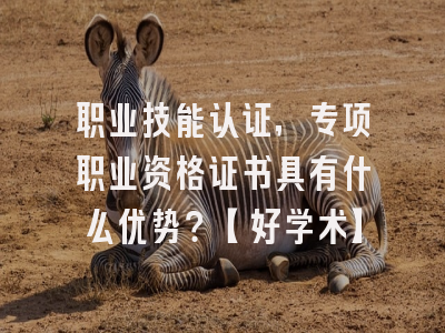 职业技能认证，专项职业资格证书具有什么优势？【好学术】