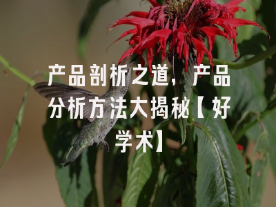 产品剖析之道，产品分析方法大揭秘【好学术】