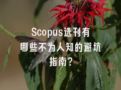 Scopus选刊有哪些不为人知的避坑指南？