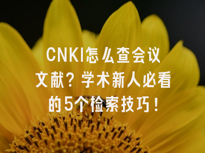 CNKI怎么查会议文献？学术新人必看的5个检索技巧！