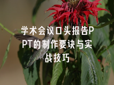 学术会议口头报告PPT的制作要诀与实战技巧