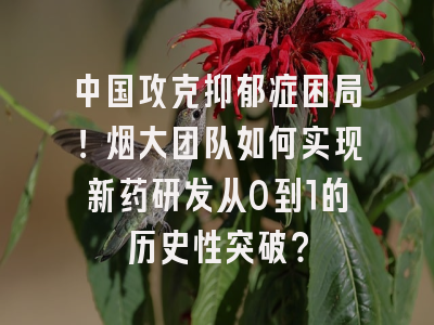 中国攻克抑郁症困局！烟大团队如何实现新药研发从0到1的历史性突破？