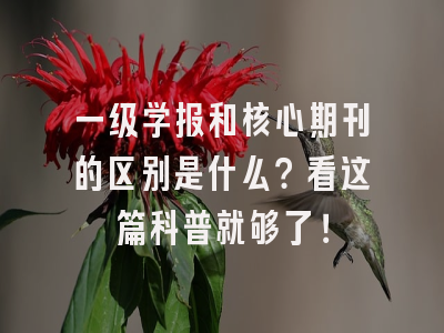 一级学报和核心期刊的区别是什么？看这篇科普就够了！