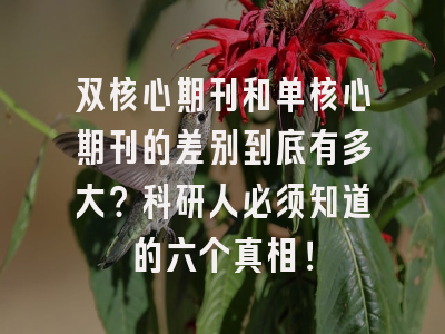 双核心期刊和单核心期刊的差别到底有多大？科研人必须知道的六个真相！