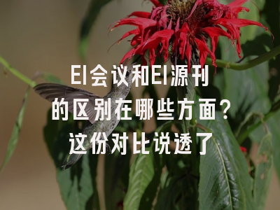 EI会议和EI源刊的区别在哪些方面？这份对比说透了