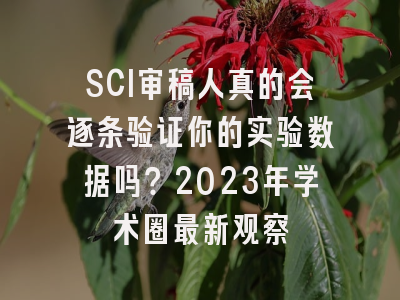 SCI审稿人真的会逐条验证你的实验数据吗？2023年学术圈最新观察