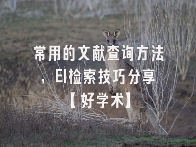 常用的文献查询方法，EI检索技巧分享【好学术】