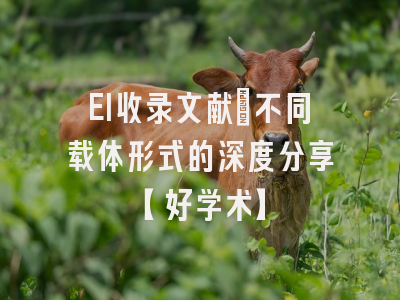 EI收录文献：不同载体形式的深度分享【好学术】