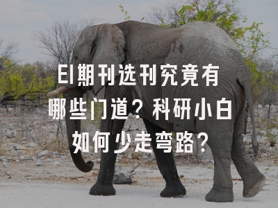 EI期刊选刊究竟有哪些门道？科研小白如何少走弯路？