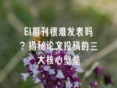 EI期刊很难发表吗？揭秘论文投稿的三大核心壁垒