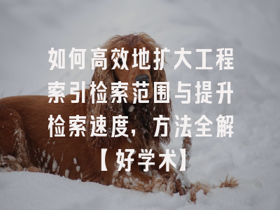 如何高效地扩大工程索引检索范围与提升检索速度，方法全解【好学术】