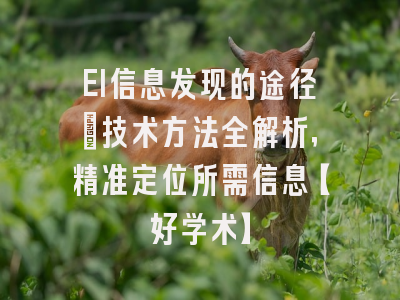 EI信息发现的途径：技术方法全解析，精准定位所需信息【好学术】