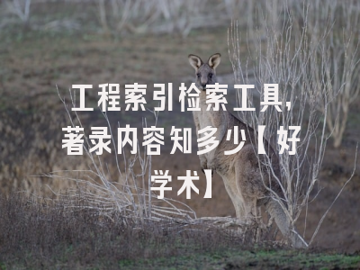 工程索引检索工具，著录内容知多少【好学术】