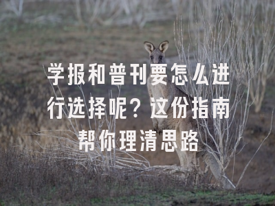 学报和普刊要怎么进行选择呢？这份指南帮你理清思路