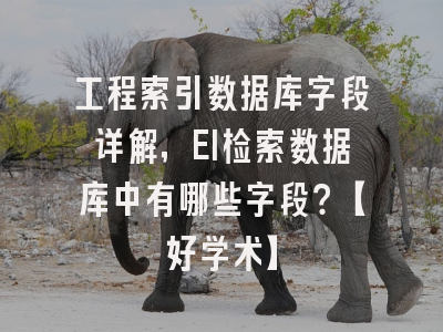 工程索引数据库字段详解，EI检索数据库中有哪些字段？【好学术】