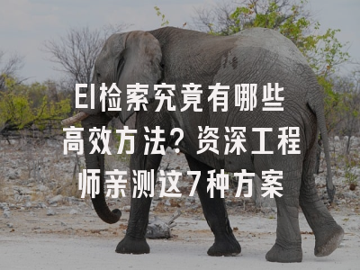 EI检索究竟有哪些高效方法？资深工程师亲测这7种方案