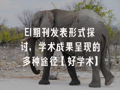 EI期刊发表形式探讨，学术成果呈现的多种途径【好学术】