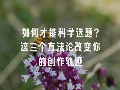 如何才能科学选题？这三个方法论改变你的创作轨迹