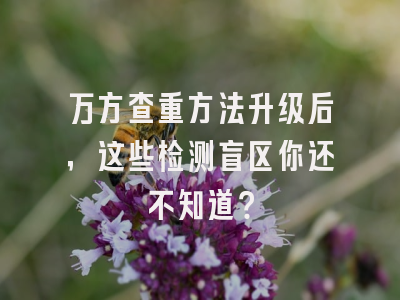 万方查重方法升级后，这些检测盲区你还不知道？