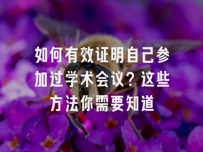 如何有效证明自己参加过学术会议？这些方法你需要知道