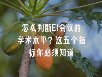 怎么判断EI会议的学术水平？这五个指标你必须知道