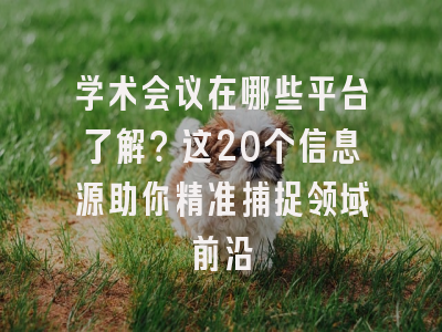学术会议在哪些平台了解？这20个信息源助你精准捕捉领域前沿