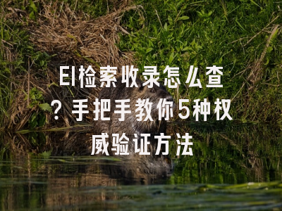 EI检索收录怎么查？手把手教你5种权威验证方法