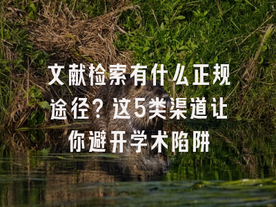 文献检索有什么正规途径？这5类渠道让你避开学术陷阱