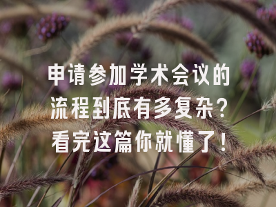 申请参加学术会议的流程到底有多复杂？看完这篇你就懂了！