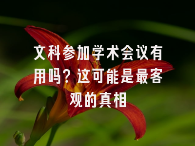 文科参加学术会议有用吗？这可能是最客观的真相