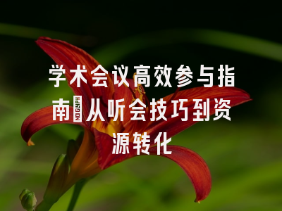 学术会议高效参与指南：从听会技巧到资源转化