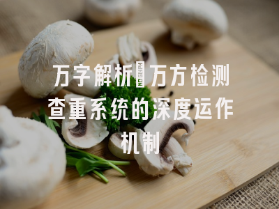 万字解析：万方检测查重系统的深度运作机制
