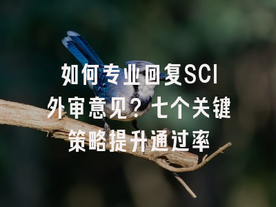 如何专业回复SCI外审意见？七个关键策略提升通过率