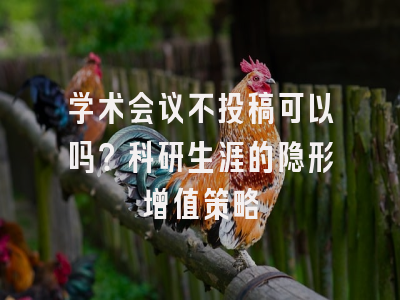 学术会议不投稿可以吗？科研生涯的隐形增值策略