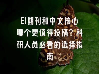 EI期刊和中文核心哪个更值得投稿？科研人员必看的选择指南